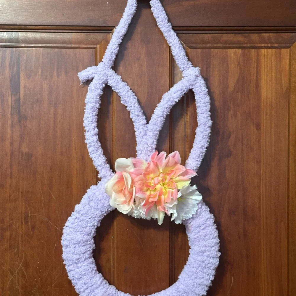 Handmade Purple Bunny Wreath With Flowers